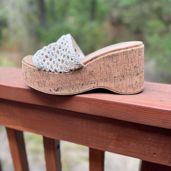 New! Soda Women’s 8.5 Macrame Woven Retro Chunky 90s Platform Wedge Sandal Cork - Picture 6 of 8